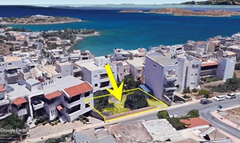 Agios Nikolaos Kreta, Agios Nikolaos: Baugrundstück mit Meerblick im Ort zu verkaufen Grundstück kaufen
